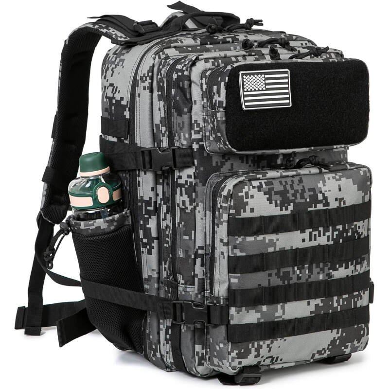 QT&QY 25L/35L/45L Military Tactical Backpack For Men Molle Daypack 3 Day Bug Out Bag Hiking Rucksack With Bottle Holder