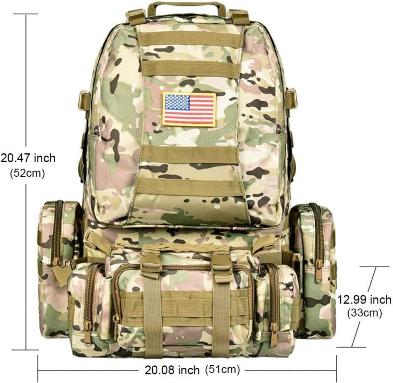 CVLIFE Tactical Backpack Military Army Rucksack 60L Large Assault Pack Detachable Molle Bag…