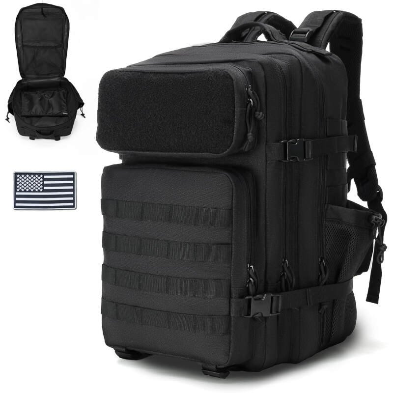 Military Tactical Backpack for Men and Women Army Camping Daypack Bug out Bag 45l Asault Pack for Travel Hiking (Black)