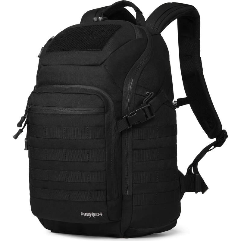 Tactical Backpack Military Molle Bag Army Rucksack Outdoor Daypack Water Resistant 2 Day Assault Pack Medium 32L (Black)