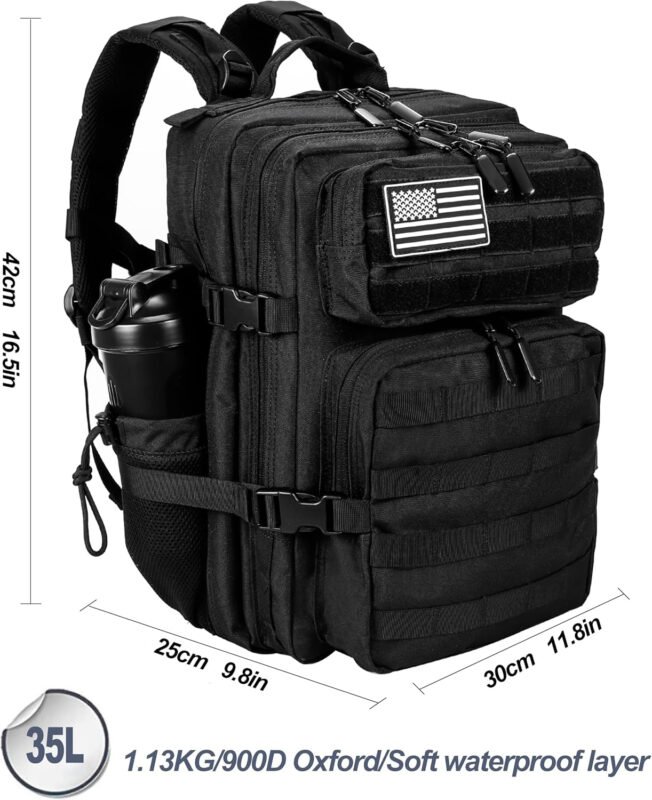 LHI Tactical Military Backpack for Men and Women 25L/35L Army Assault Pack Bag Small Rucksack with Bottle Holder
