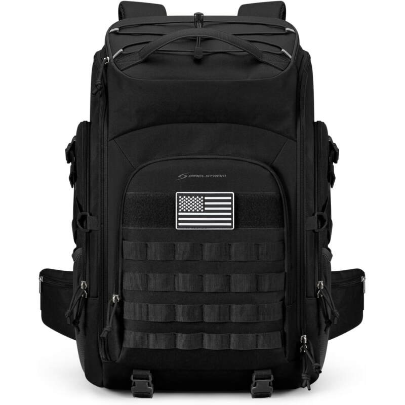 Maelstrom Tactical Backpack for Men, 40L Military Backpack,Water Resistant Assault Pack for Women, 3-Day Bug Out Bag for Hiking, Camping, Gym with Molle System-Black