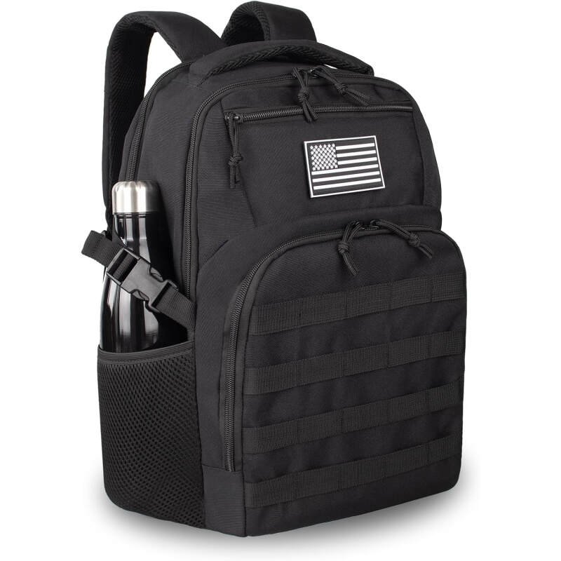 Military Tactical Backpack for Travel Hiking,Black Backpack for Men with Bottle Holder, 30L/25L Small Laptop Backpack for Work, Men’s Assault Bag Back Pack