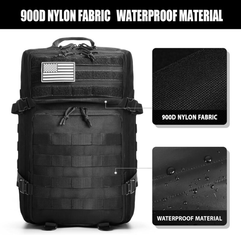 Military Tactical Backpack for Men 45L Molle Army 3 Days Assault Pack Bug Out Bag Water Resistant and Hiking Treeking Rucksack