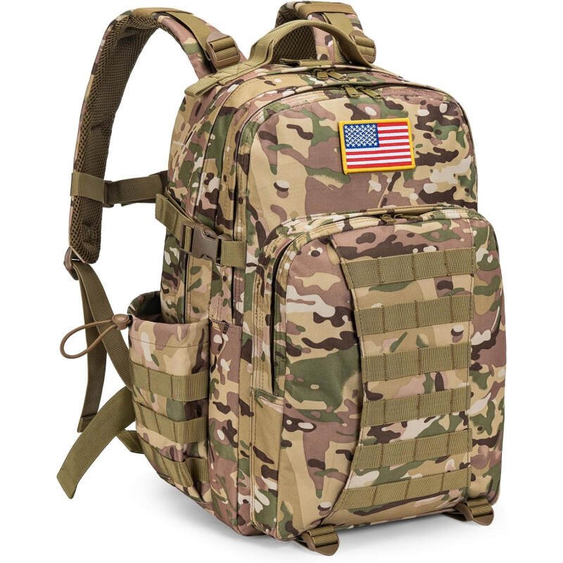 CVLIFE Tactical Backpack for Men Military Army Backpack 40L Large Molle Army Assault Pack Bug out Bag Tactical Military Survival Rucksack for Hiking, Hunting, Travel, Fishing, Camping, CP