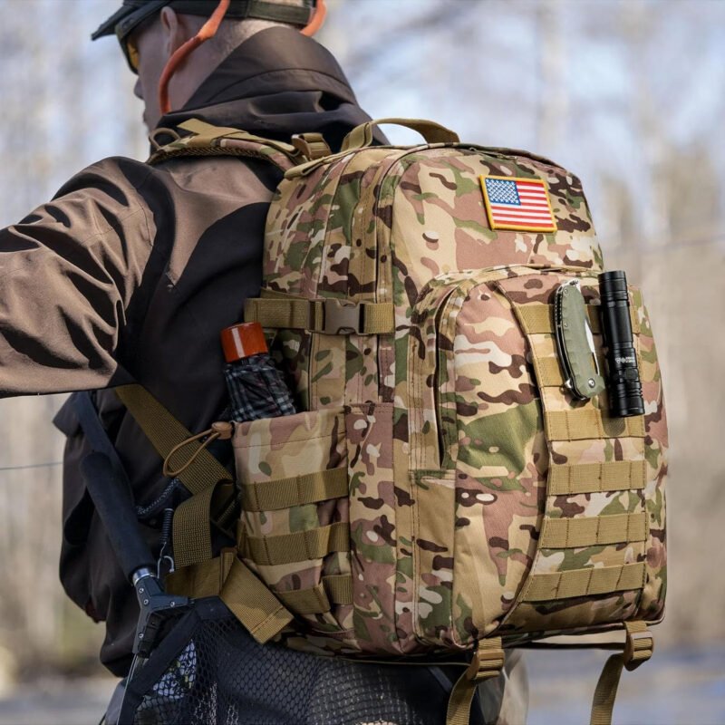 CVLIFE Tactical Backpack for Men Military Army Backpack 40L Large Molle Army Assault Pack Bug out Bag Tactical Military Survival Rucksack for Hiking, Hunting, Travel, Fishing, Camping, CP