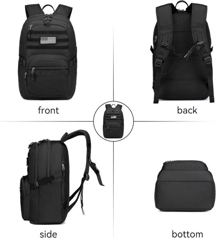 Wotony Military Tactical Backpack for Men Army 3 Days Assault Pack Bag with Molle System for Outdoor Adventures (Black, 30L)