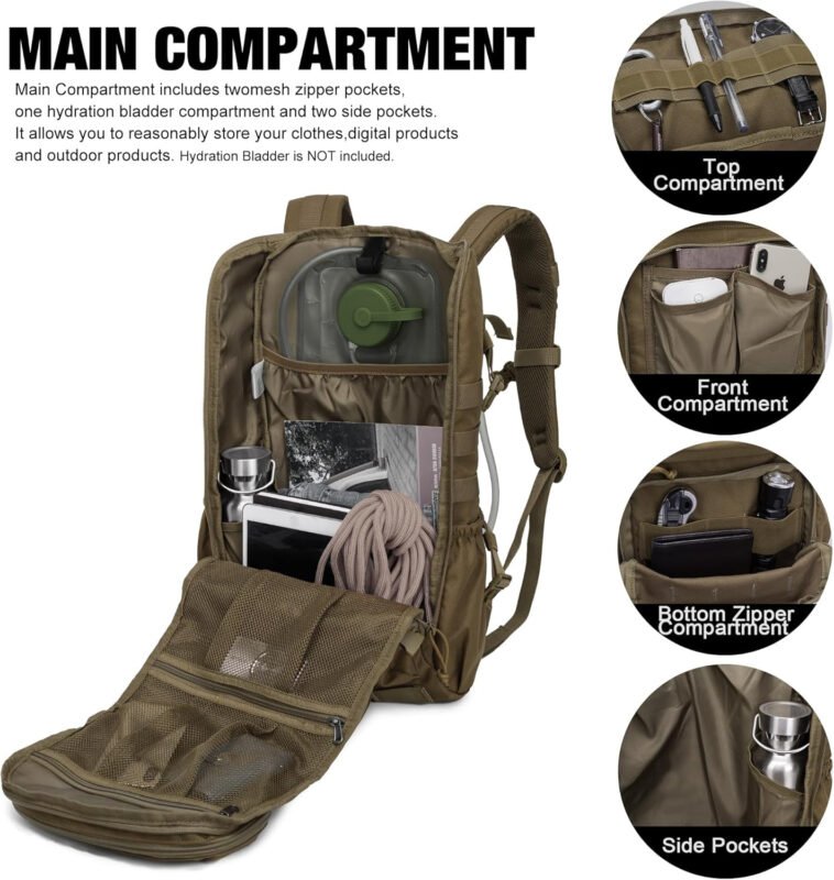 Mardingtop Tactical Backpacks Molle Hiking daypacks for Motorcycle Camping Hiking Military Traveling,25L Backpack