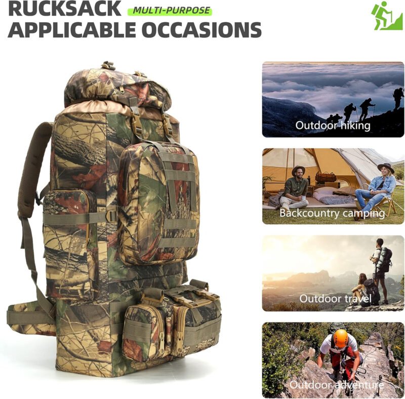 King’sGuard 100L Camping Hiking Backpack Molle Rucksack Military Camping Backpacking Daypack
