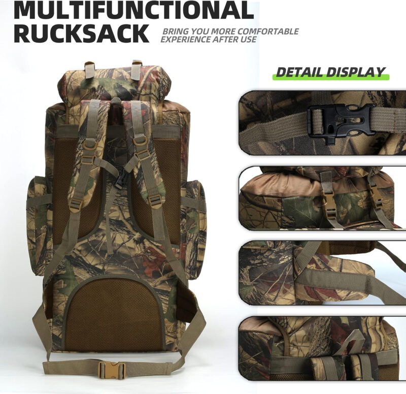 King’sGuard 100L Camping Hiking Backpack Molle Rucksack Military Camping Backpacking Daypack