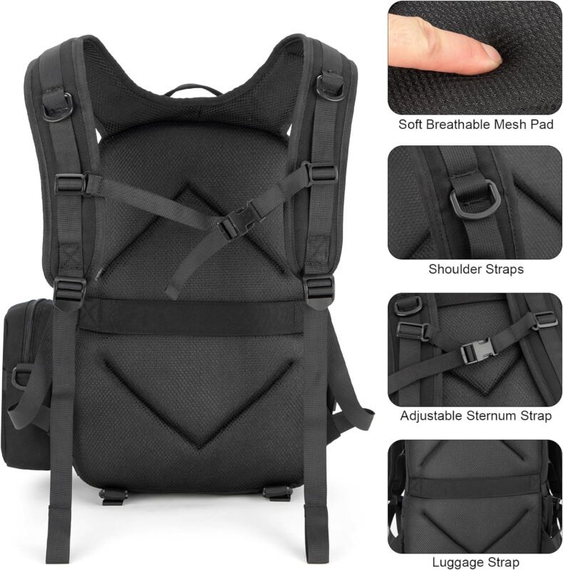 Tzowla Tactical Military Grade Backpack Waterproof,Travel Laptop Army Molle Rucksack for Men and Women with Small Detachable Bag,Army 3 Days Assault Pack Bag,Black