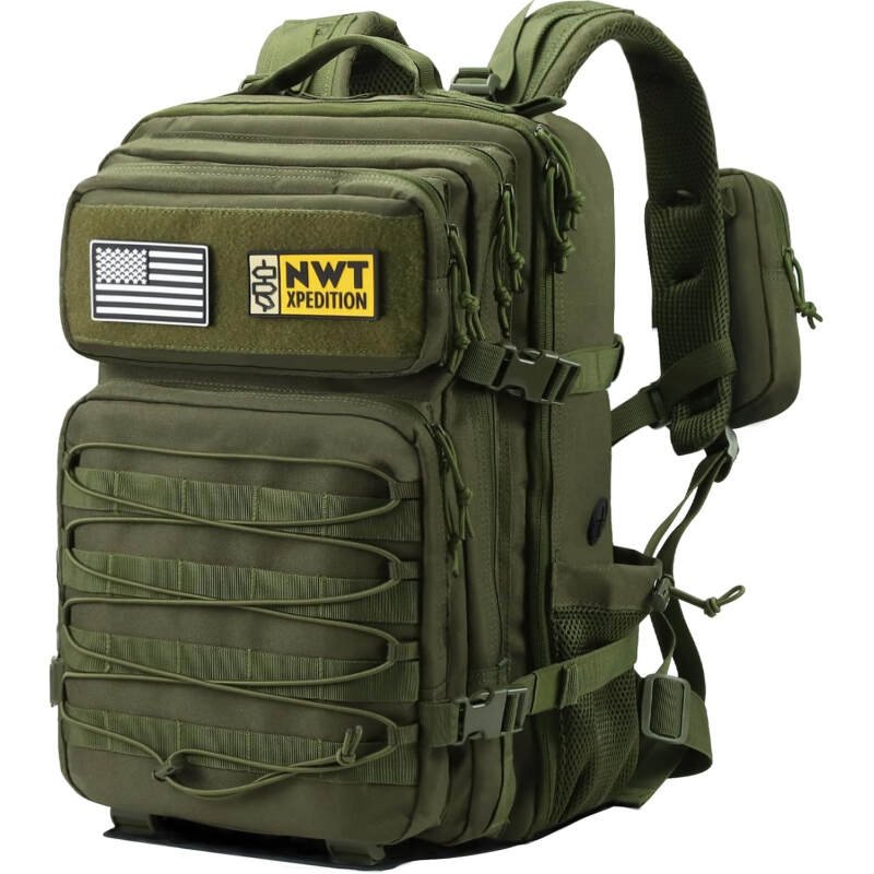 Military Tactical Backpack,Sturdy Work & Molle Laptops Rucksack,Army Pack for Hiking Camping Travel Fishing Gym,Green