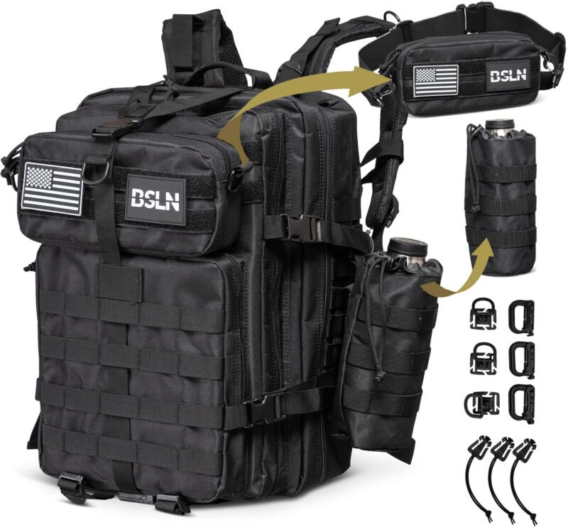 Large 45L Tactical Backpack for Men, Military Backpacks for Women, Bug out Bag Army 3 Days Assault Pack Rucksack with Molle System
