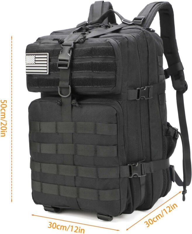 Gun Backpack for Men 45L Military Tactical Backpack with Holster of Handguns, Bug Out Bag Army Molle Daypack 3-Day Pack W.Side Pocket for Gym Camping Hiking Trekking(Black)