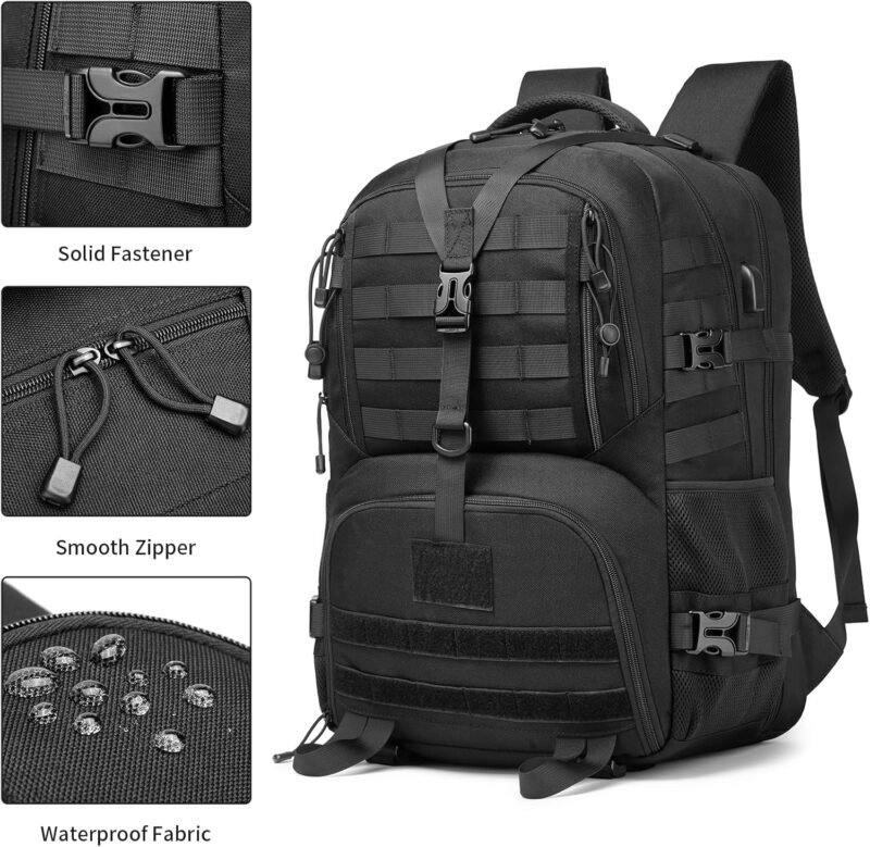 Tactical Backpack for Men,Waterproof Military Backpack Camping Backpack Army Backpack Molle Bag Bug Out Bag Assault Pack Rucksack Hiking Backpack for Men