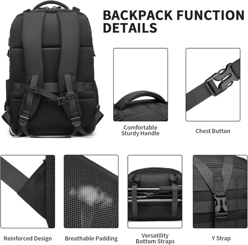 Tactical Backpack for Men,Waterproof Military Backpack Camping Backpack Army Backpack Molle Bag Bug Out Bag Assault Pack Rucksack Hiking Backpack for Men