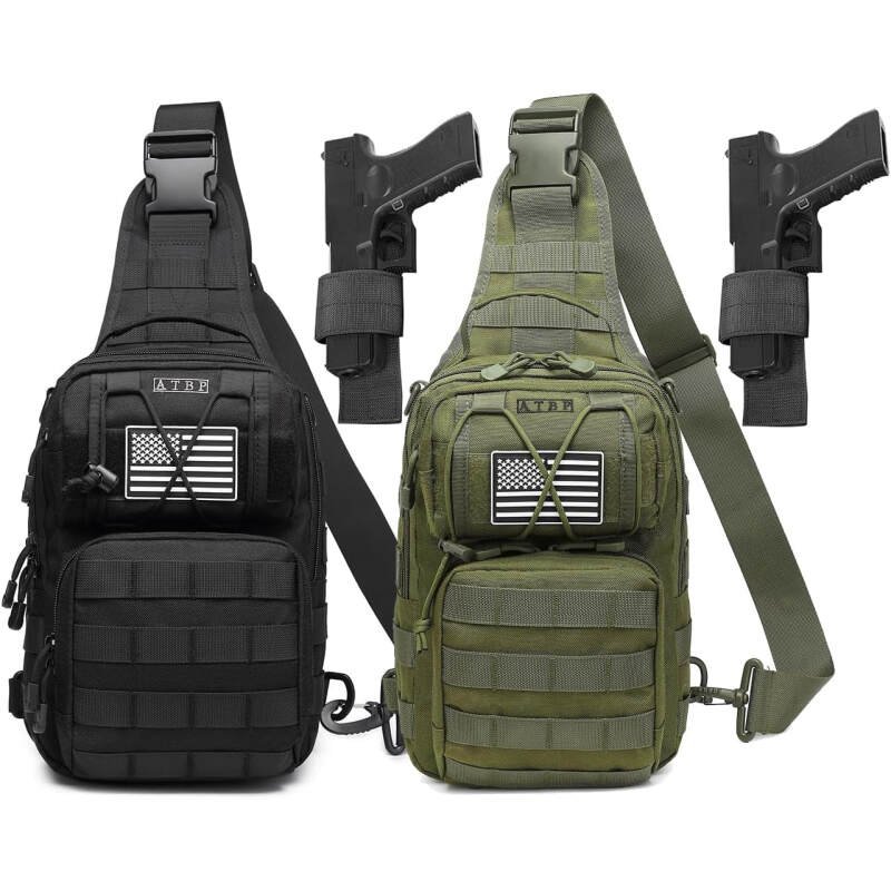 ATBP Tactical Sling Backpack Bag Pack for Men Military One Strap Shoulder Backpack Crossbody Bag With Holster 10 Liters