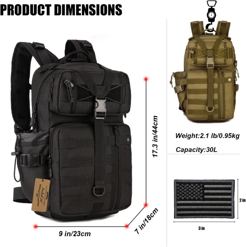 ArcEnCiel Hydration Pack Motorcycle Backpack Tactical Bag with Patch without Waterbladder