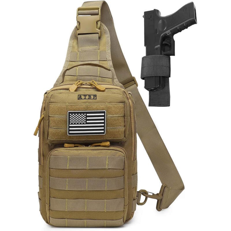 ATBP Tactical Sling Backpack With Holster Military Crossbody Bag for Men Single Shoulder Back Pack 10L