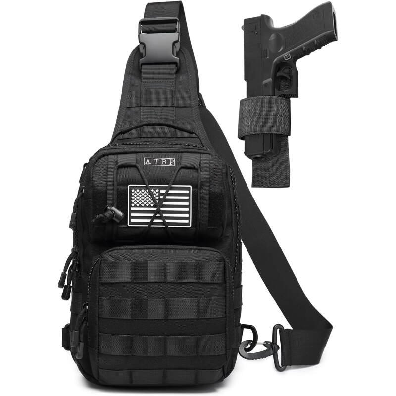 ATBP Tactical Sling Backpack Bag Pack for Men Military One Strap Shoulder Backpack Crossbody Bag With Holster 10 Liters