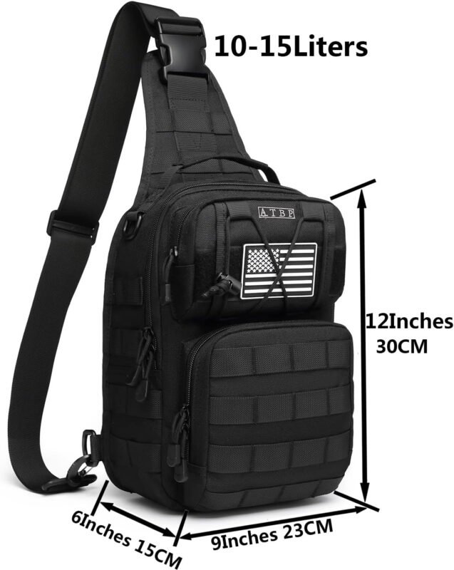 ATBP Tactical Sling Backpack Bag Pack for Men Military One Strap Shoulder Backpack Crossbody Bag With Holster 10 Liters