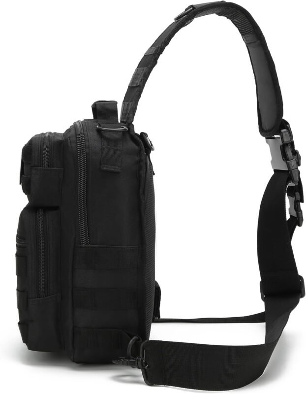 Tactical Sling Bag for men,Shoulder Backpack Molle Assault Range Bags Chest Pack Day Pack Diaper Bag (Black)
