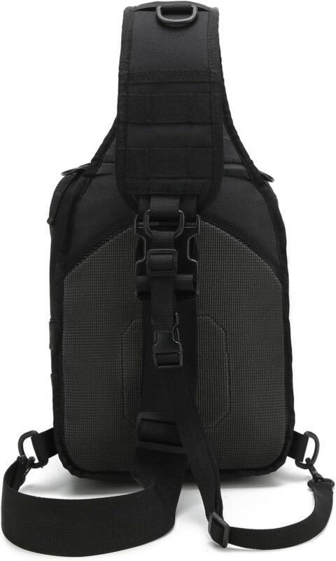 Tactical Sling Bag for men,Shoulder Backpack Molle Assault Range Bags Chest Pack Day Pack Diaper Bag (Black)