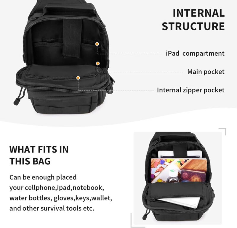 BAIGIO Small Tactical Sling Bag One Shoulder Chest Backpack Casual Daypack for Men