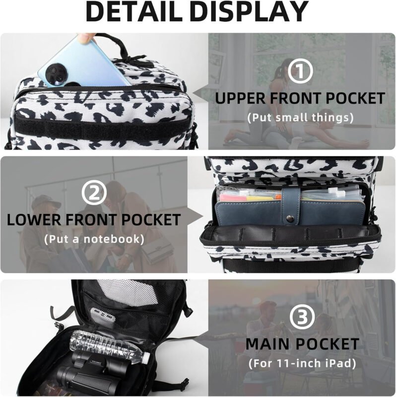12L Mini Tactical Military Backpack for Women Army Assault Pack Bag Small Rucksack with Bottle Holder Work Gym Bag – 12L Heart Print Backpack Mini Small Pack