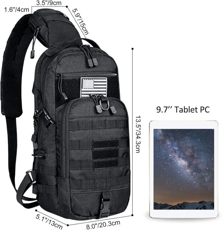 G4Free EDC Bag Tactical Sling Bag Backpack Molle Chest Shoulder Assault Pack Rectangular Outdoor Daypack