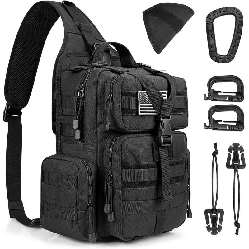 G4Free Tactical EDC Sling Bag Backpack with Adjustable Holder Military Shoulder Backpack for Men
