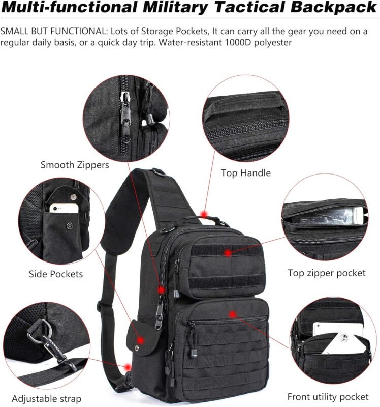 Leaper Military Tactical Backpack Assault Pack Sling Bag Molle Backpack Out Bag Black