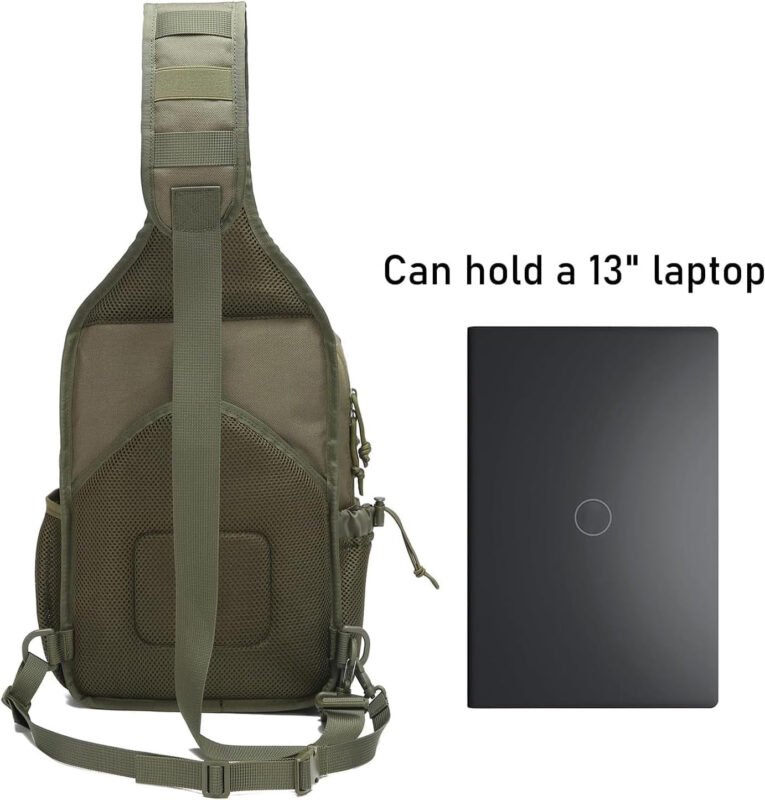 Tactical Sling Backpack Military Rover Shoulder Sling Bag Pack EDC Molle Assault Range Bag Crossbody Chest Pack (OD Green)