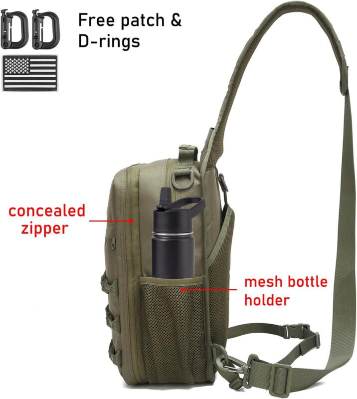 Tactical Sling Backpack Military Rover Shoulder Sling Bag Pack EDC Molle Assault Range Bag Crossbody Chest Pack (OD Green)