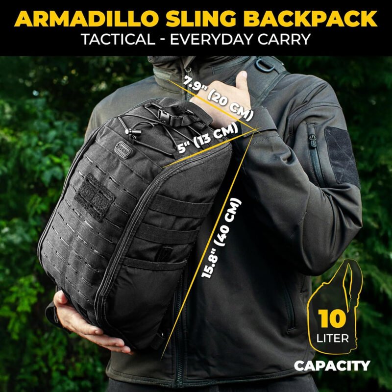 M-Tac Crossbody Sling Bag for Men – Travel Black Backpack – Shoulder Bag Crossbody Bags For Woman Back Pack for Men – Rucksack Travel Hiking Chest Bag Daypack Chest Pack