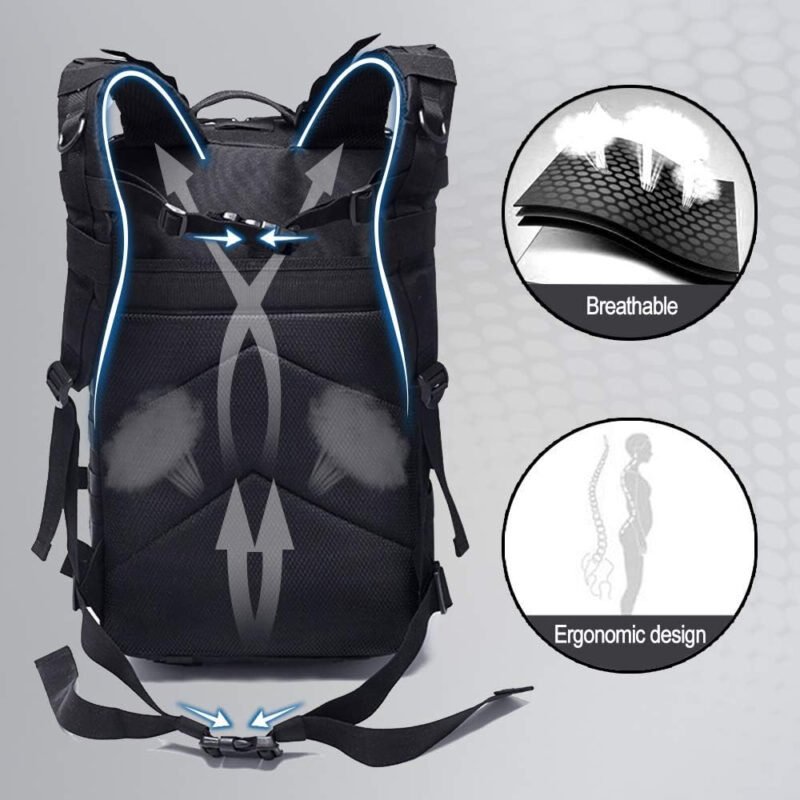 Monoki Military Tactical Backpack for Men, Large Army 3 Day Assault Pack, Molle Bag Rucksack, Emergency Backpack, Range Bag