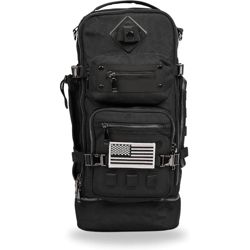 OPULENT Tactical Sling Bag for Men- Durable & Premium Metal Components Shoulder Bag for Men-Comfortable & Water resistant Tactical sling backpack for Camping, Hiking & Other Outdoor Activities (Black)