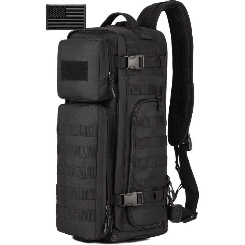 Protector Plus Tactical Sling Bag Military MOLLE Crossbody Pack (Patch Included)