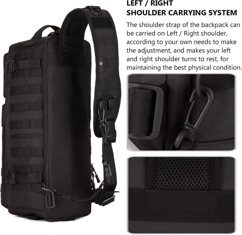 Protector Plus Tactical Sling Bag Military MOLLE Crossbody Pack (Patch Included)