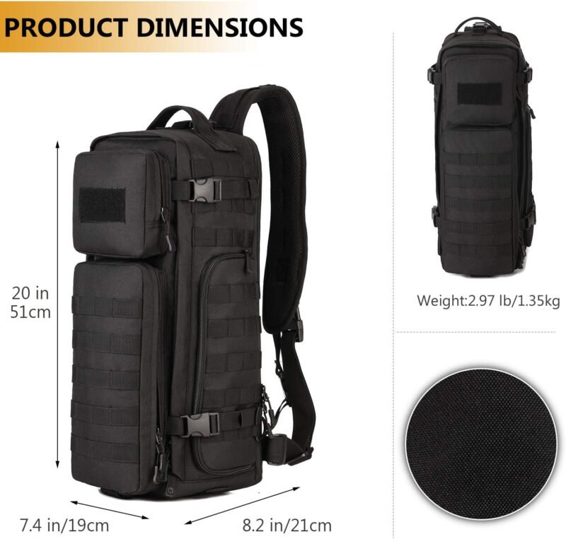 Protector Plus Tactical Sling Bag Military MOLLE Crossbody Pack (Patch Included)