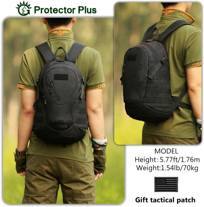 Protector Plus Tactical Motorcycle Backpack Small Military Cycling Pack Bug Out Bag (Patch Included)