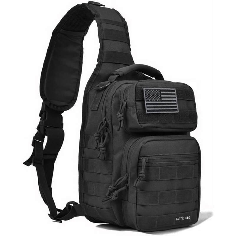 Tactical Sling Bag Pack Military Waterproof Assault Rover Shoulder Sling (Black)