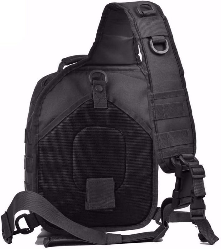 Tactical Sling Bag Pack Military Waterproof Assault Rover Shoulder Sling (Black)