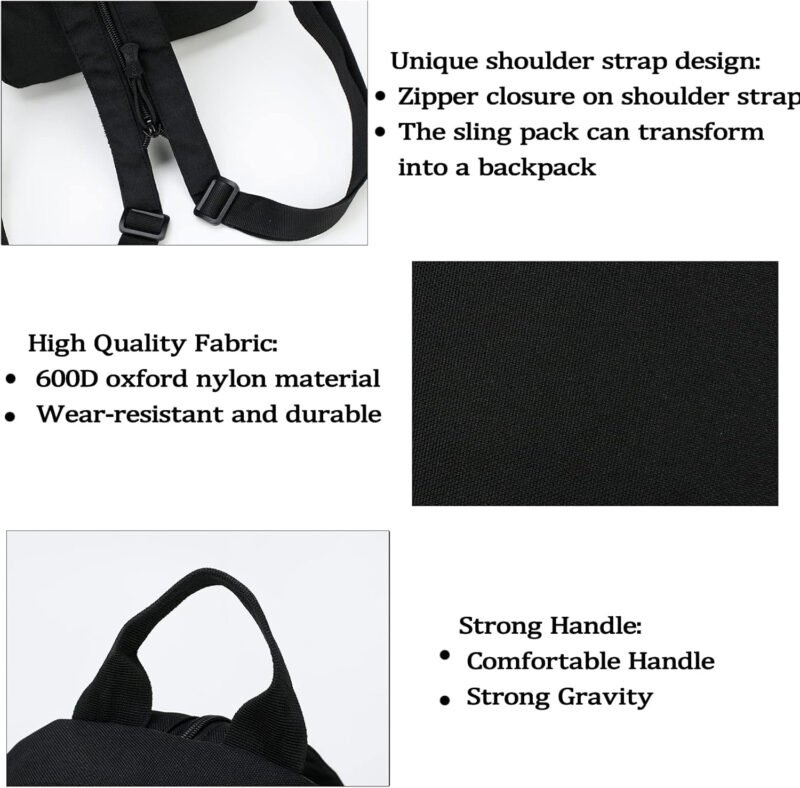 Mini Tactical Backpack, 6L Small Sling Backpacks Shoulder Bag For Running Travel Daypack with Carabiner For Men Women