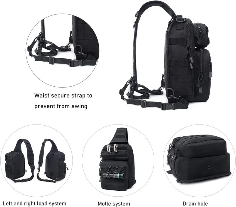 Tactical Sling Bag Pack Military Rover Shoulder Sling Backpack Molle Range Bags Chest Pack Day Pack Diaper Bag (Army Green)