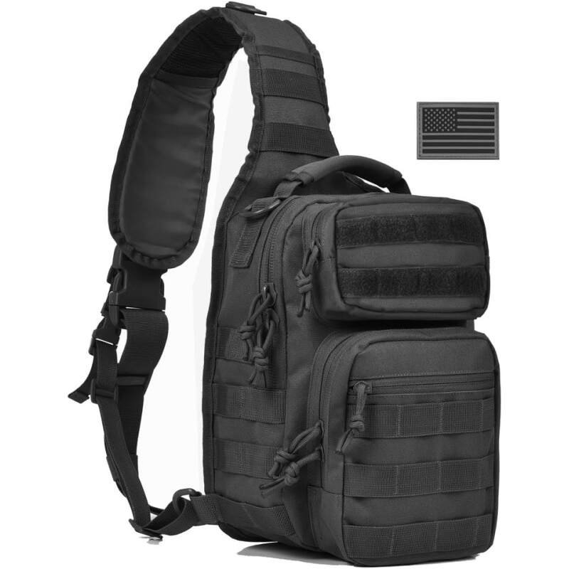 REEBOW GEAR Tactical Sling Backpack Rover Shoulder Sling Pack (Black)