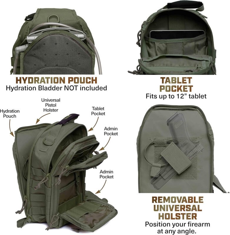 Tacticon BattlePack Lite | Tactical Everyday Waterproof Sling Pack | Combat Veteran Owned Company | EDC Backpack Bag for Men & Athletes | Molle Backpacks for Outdoor Utility | 7L