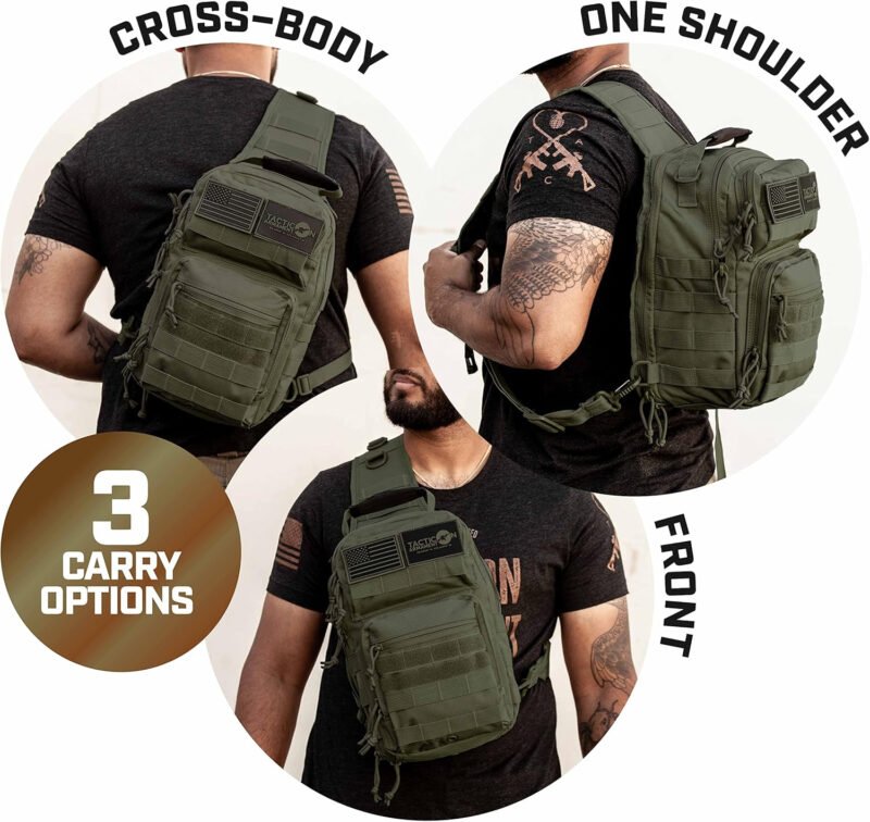 Tacticon BattlePack Lite | Tactical Everyday Waterproof Sling Pack | Combat Veteran Owned Company | EDC Backpack Bag for Men & Athletes | Molle Backpacks for Outdoor Utility | 7L