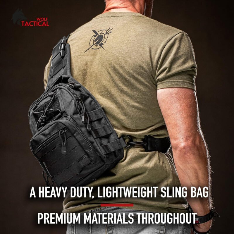 WOLF TACTICAL Compact EDC Sling Bag – Concealed Carry Shoulder Bag for Range, Travel, Hiking, Outdoor Sports