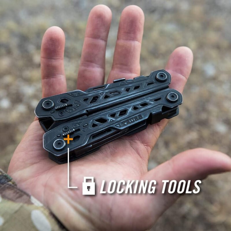 Gerber Gear Truss 17-in-1 EDC Needle Nose Pliers Multi tool – includes Pocket Knife, Screwdriver, and Bottle Opener Accessories – Gifts for Men, Fishing and Camping Gear – Black with Molle Sheath